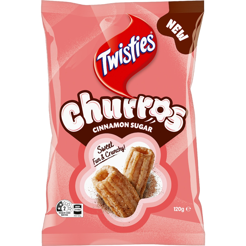 TWISTIES - CHURROS CINNAMON SUGAR 120GR CRT12
