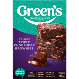 GREEN'S - PREPARATION BROWNIES TRIPLE CHOC FUDGE 500G CRT5