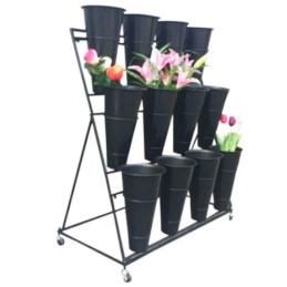 PRESENTOIR FLEURS 12POTS 100X50X110CM NOIR