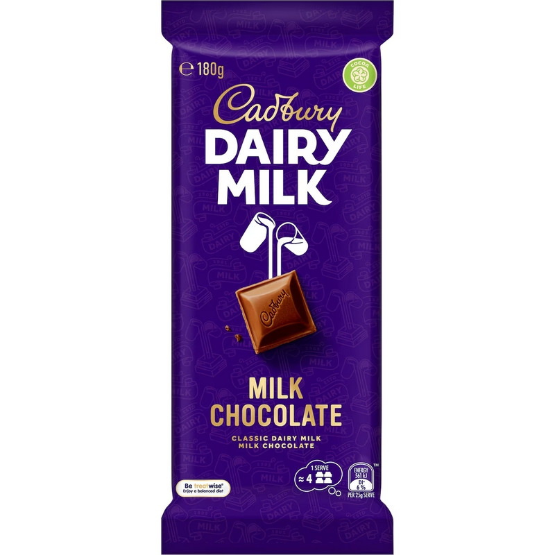 CADBURY CHOC DAIRY MILK F/T 180GM CRT16
