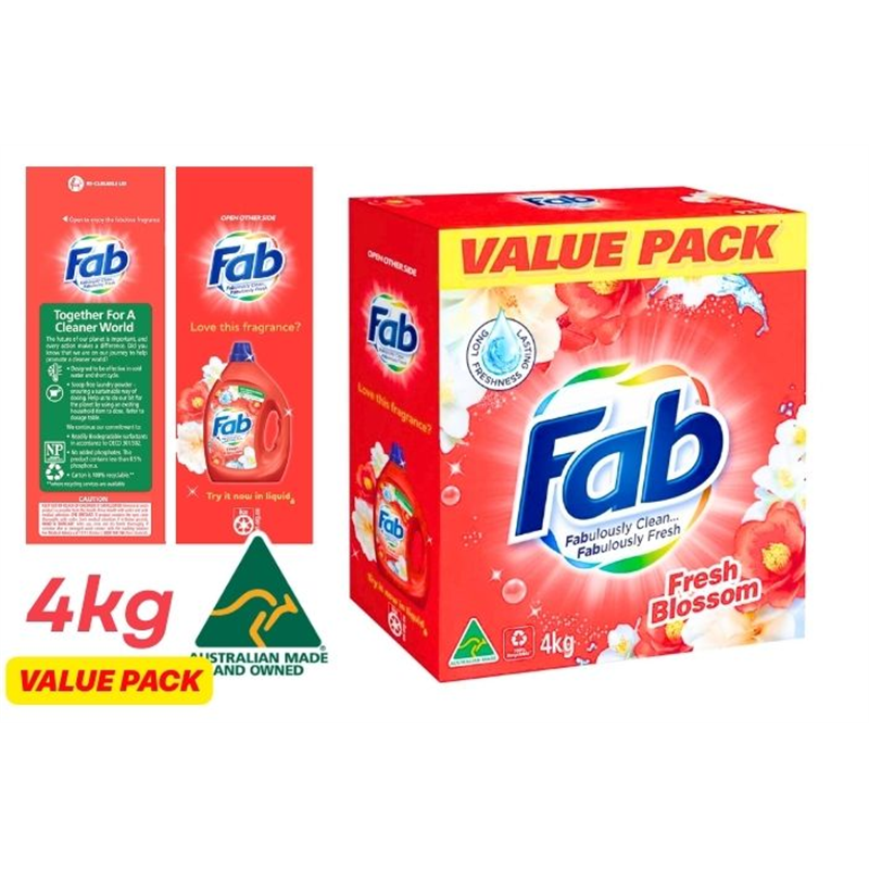 FAB FRESH BLOSSOM - LESSIVE EN POUDRE 4KG CRT3
