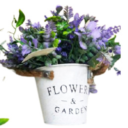 BOUQUET LAVANDE + SEAU METAL 21X25CM 4COL CRT6