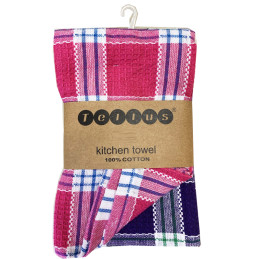 TORCHONS COTON DAMIER X3 38X64CM