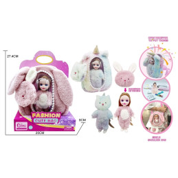 SAC LICORNE + POUPEE 2COL ASST