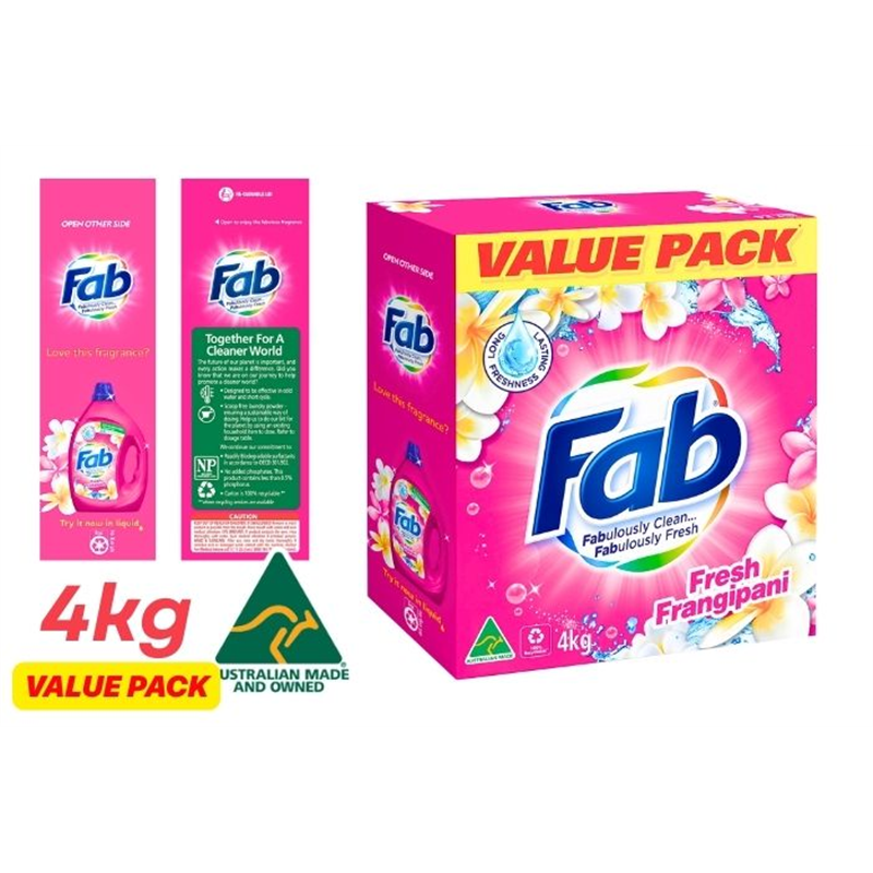 FAB FRESH FRANGIPANI - LESSIVE EN POUDRE 4KG CRT3