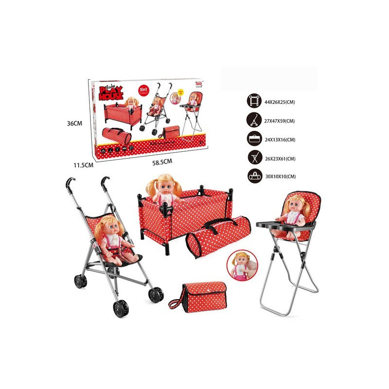 SET LIT CHAISE ET POUSSETTE 5EN1