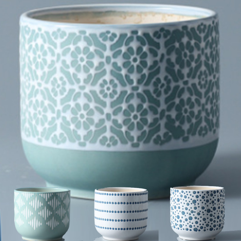 POT CERAMIQUE 13,5X13,5X12,5CM 4MOD ASST
