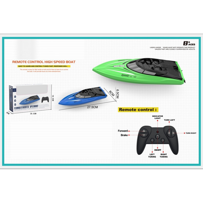 BATEAU R/C SPEEDBOAT 2COL ASST