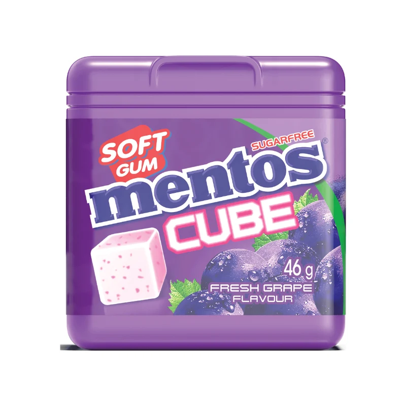 MENTOS GUM CUBE ICE GRAPE 46GR CRT4