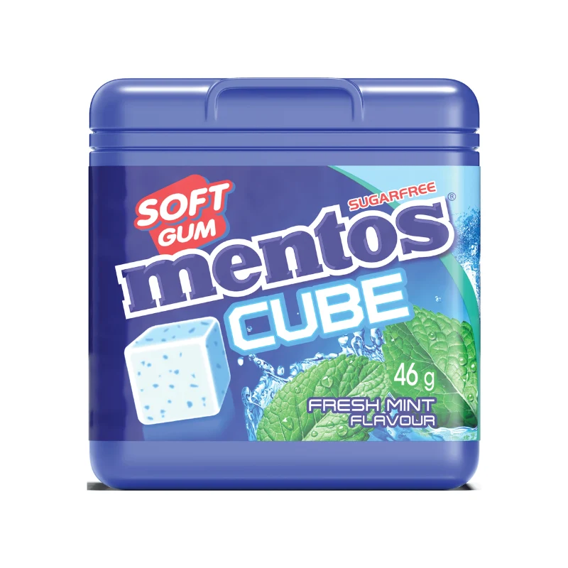 MENTOS GUM CUBE FRESH MINT 46GR CRT4