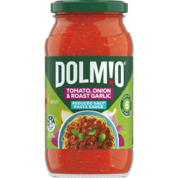 DOLMIO - SAUCE TOMATO, ONION  et  ROAST GARLIC REDUCED SALT 500GR CRT6