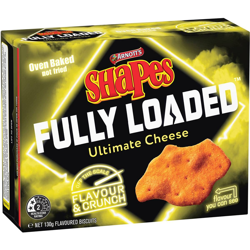 ARNOTT'S - SHAPES FULLY LOADED ULTIMATE CHEESE 130GR CRT24