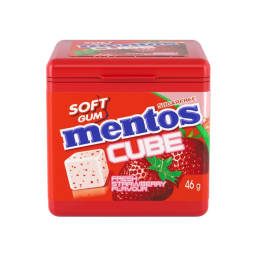 MENTOS GUM CUBE STRAWBERRY 46GR CRT4