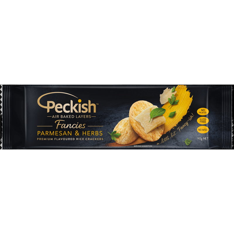PECKISH CRACKERS PARMESAN  et  HERBS 90GR CRT12
