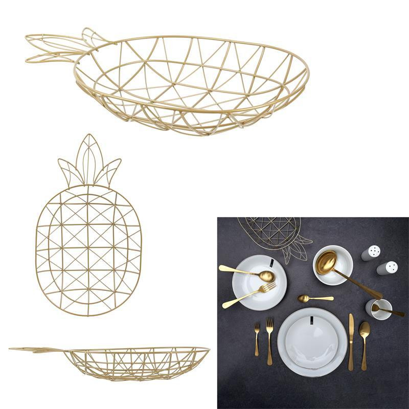 CORBEILLE FILAIRE FORME ANANAS DORE GM M12
