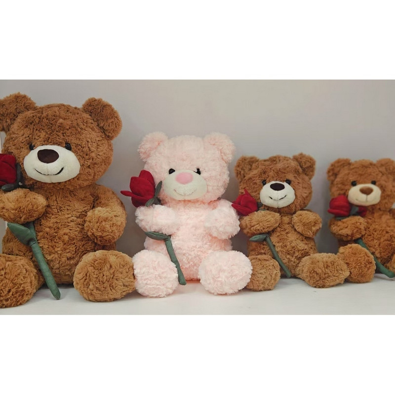 PELUCHE OURS + ROSE 50CM